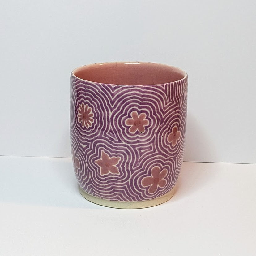 Purple Flowered Zentangle Cup